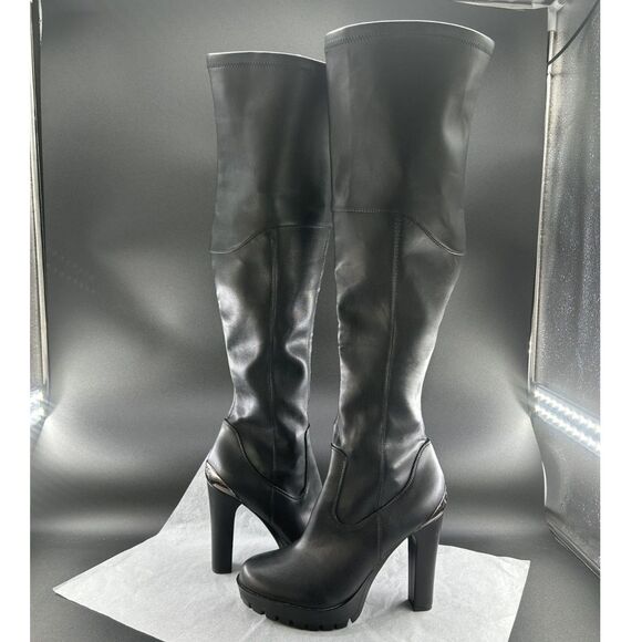 Guess ,Wm, Taylin, Faux Leather, Lug Sole, Thigh-High Boots, Blk, 9 1/2 M, Zip - Picture 3 of 12